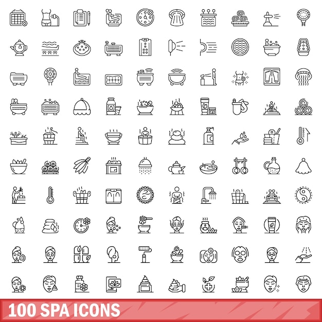 100 icone spa impostano lo stile del contorno