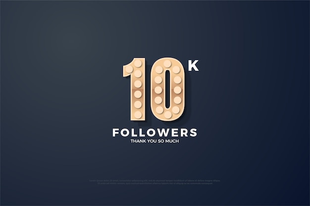 10k follower o abbonati con luci sui numeri illustrazione.