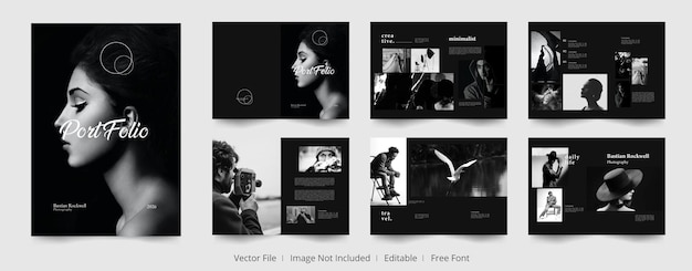 12 pagine del modello di progettazione del layout del portfolio fotografico minimalista
