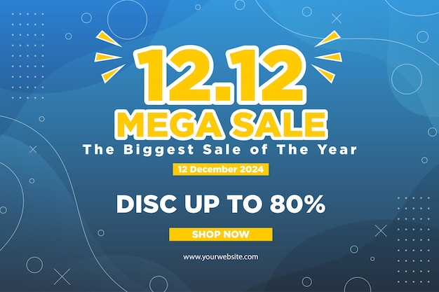 1212 vendite di giorno di acquisto modello di banner orizzontale sfondo blu