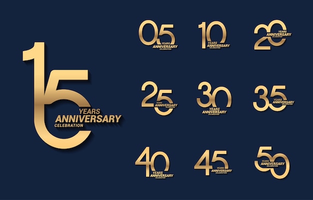 15 anni di lusso oro anniversario numero set logo