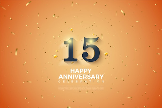 15 ° anniversario sfondo con morbido bianco ombreggiato numeri illustrazione.