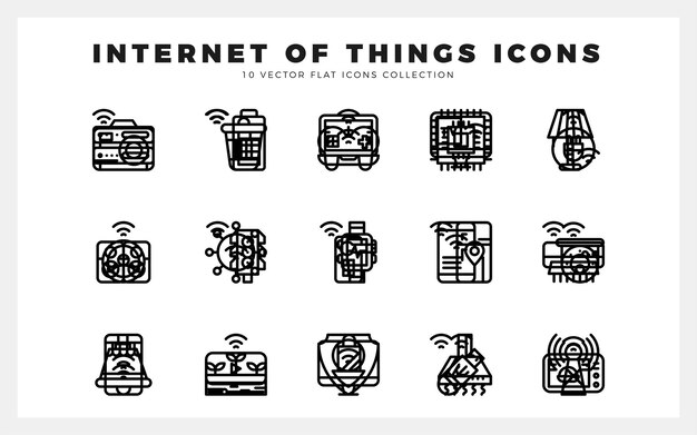 15 Internet of Things Lineal Illustrazione vettoriale del pacchetto di icone di riempimento