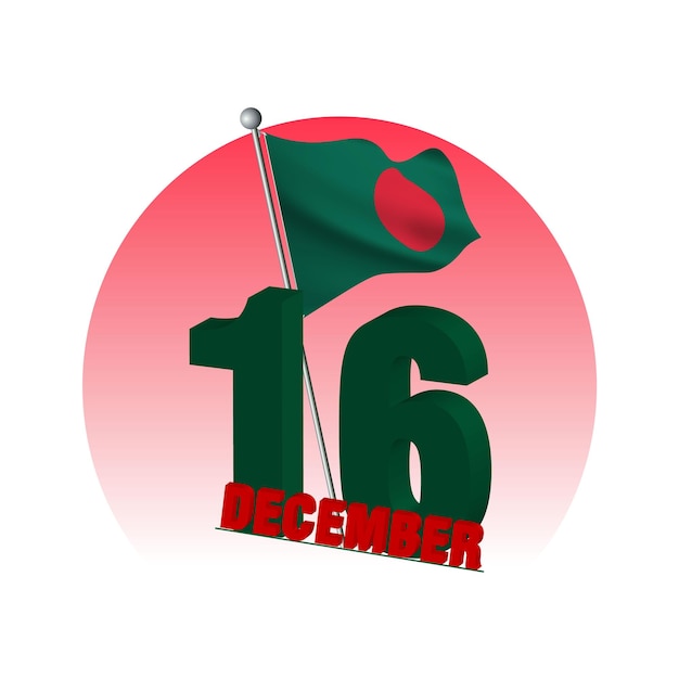 16 dicembre saluto del giorno della vittoria del Bangladesh con la bandiera nazionale