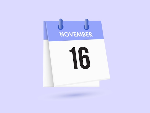 16 novembre calendario e pianificatore di tempo calendario giornaliero ricordo icona illustrazione vettoriale