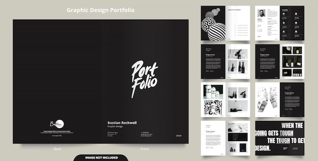 16 pagine di design portfolio nero minimalista