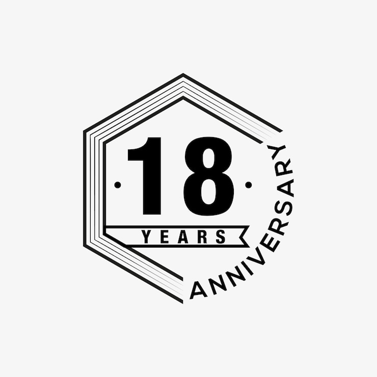 Vettore 18 anni che celebrano il modello di progettazione dell'anniversario. disegno vettoriale e illustrazione.
