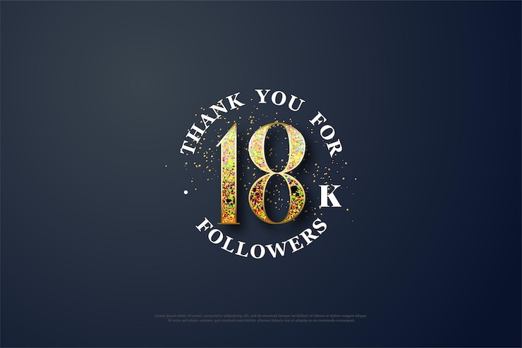 Vettore 18k follower con numeri avvolti in brillantini