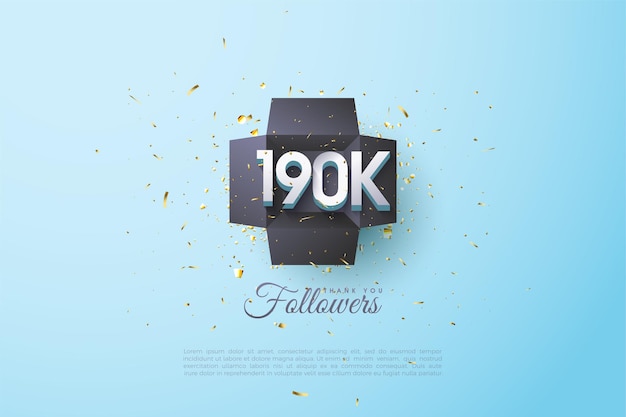 190k follower con un numero al centro del quadrato nero