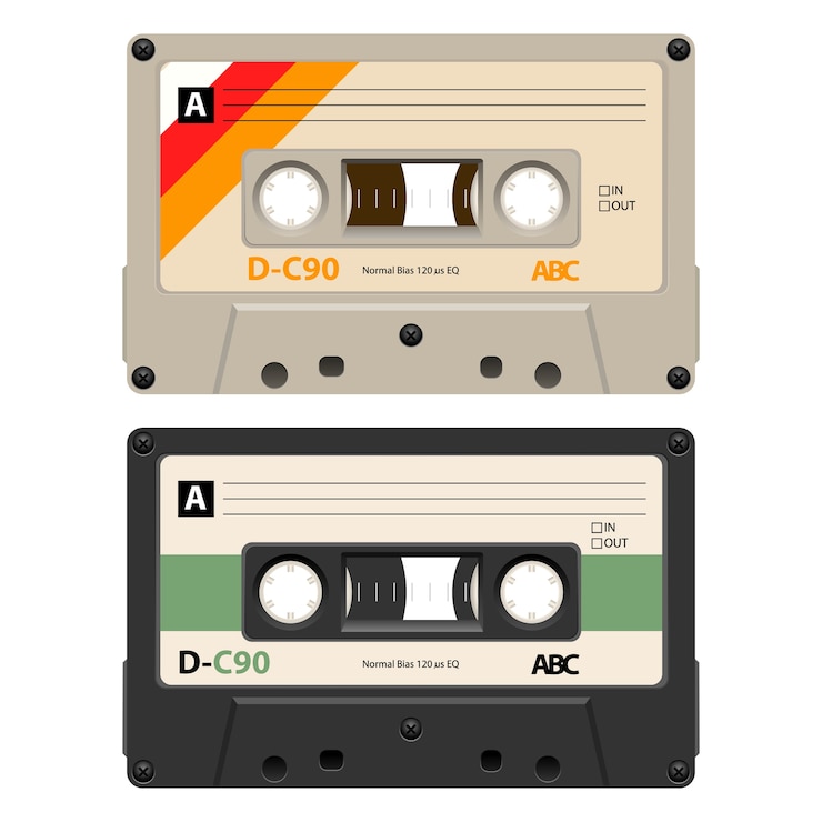 Vettore 2 cassette con etichetta retrò vintage.