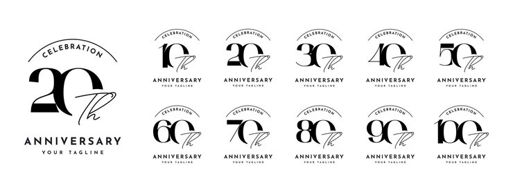 20 Disegno di modello di illustrazione per la celebrazione dell'anniversario da 30 a 90 anni