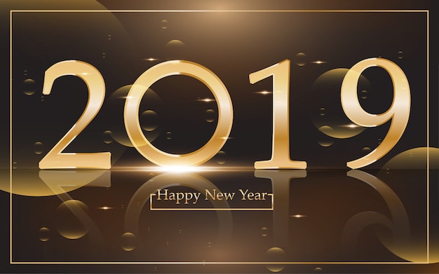 2019 Buon anno con sfondo oro