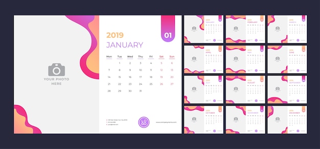 2019 Design del calendario.