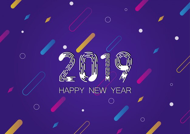 2019 design di carta felice anno nuovo.