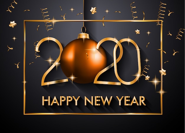 2020 Happy New Year Background per i tuoi volantini stagionali e biglietto di auguri per Natale