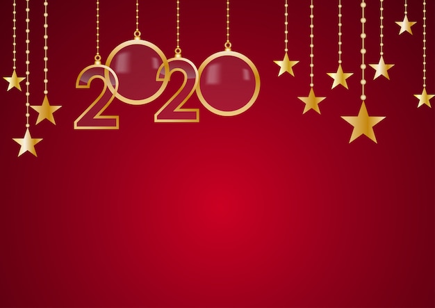 2020 Happy New Year celebrano sfondo rosso