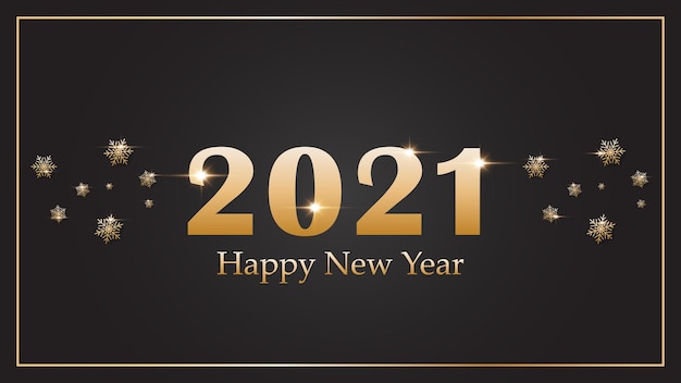 2021 Felice anno nuovo Elegante testo in oro sullo sfondo.