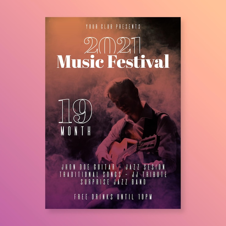 Vettore 2021 poster dell'evento musicale