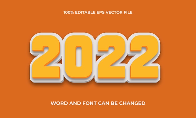 2022 Effetto testo 3D Stile effetto modificabile Premium 2022 Effetto testo 3D