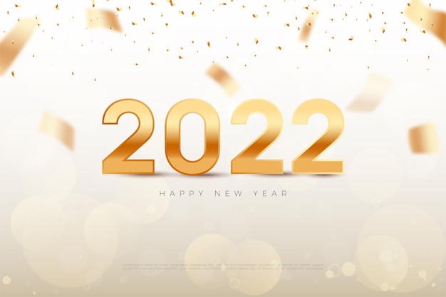 2022 felice anno nuovo con numeri in oro brillante brillante