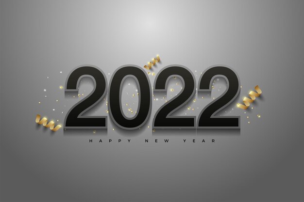 2022 felice anno nuovo con numeri neri e glitter dorati