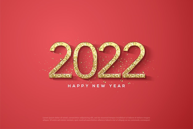 2022 felice anno nuovo con numeri sottili e glitter dorati di lusso