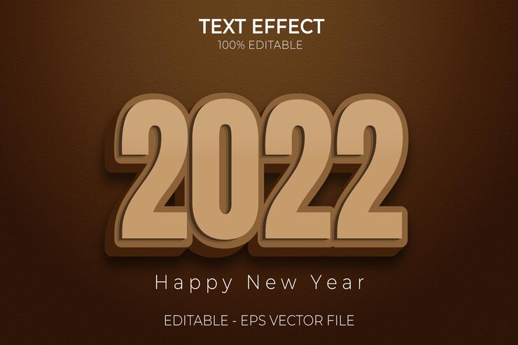2022 Felice anno nuovo effetto testo Vettore creativo 3D modificabile in grassetto stile premium