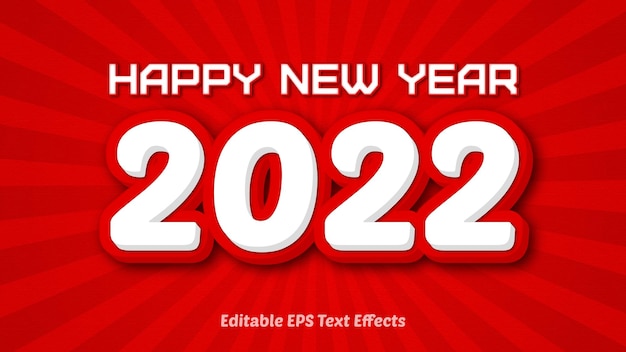 2022 Happy New Year 3d effetto testo design in colore rosso