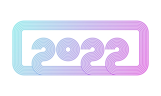 2022 numeri in stile retrò arte linea colorata anni '70