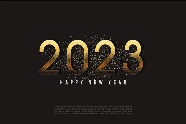 2023 felice anno nuovo sfondo con illustrazione del numero.