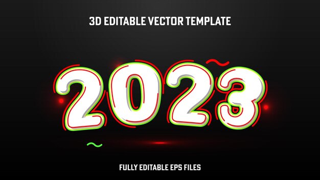 2023 Modello Eps modificabile con testo 3d, design di testo completamente modificabile