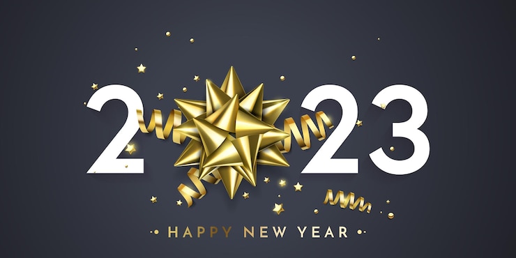 Vettore 2023 scritte in oro di capodanno su sfondo scintillante