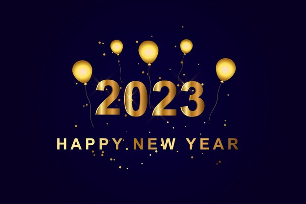 2023 segno dorato del nuovo anno colore dorato su sfondo blu scuro Illustrazione vettoriale