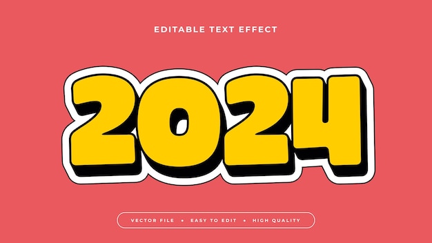 2024 colorato stile di carattere di effetto di testo 3D modificabile