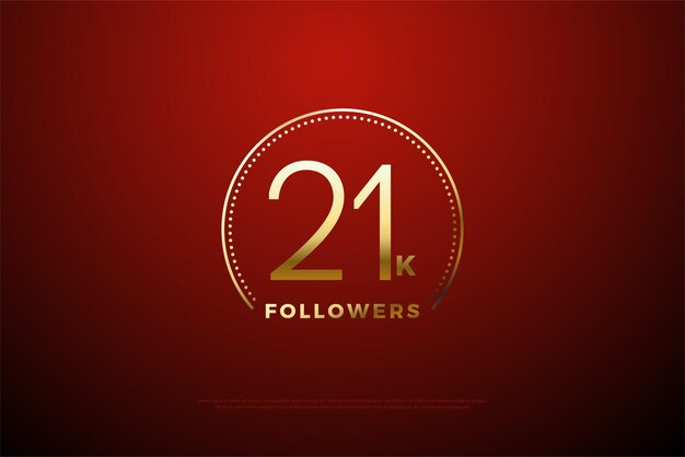 21k follower con illustrazione ad arco glitter oro sopra i numeri.