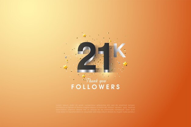 21k follower con numeri 3d d'argento