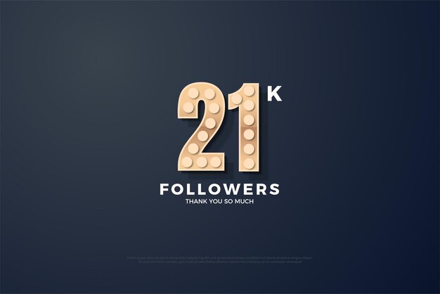 21k follower con trama numerica tonda piatta.