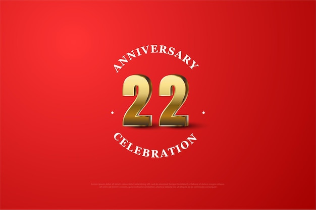 22° anniversario con numero oro sfumato su rosso