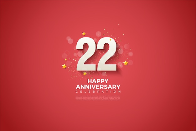 22° anniversario con schiuma trasparente e sfondo glitter.