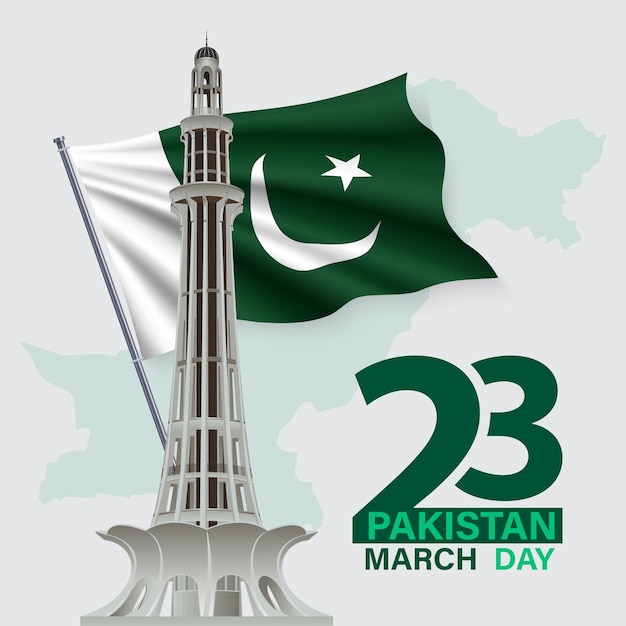 23 marzo Giornata del Pakistan con modello di banner bandiera