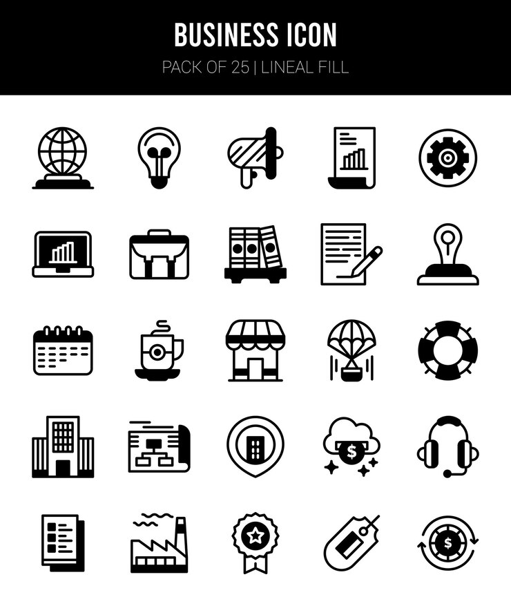 Vettore 25 icone di riempimento lineare aziendale pack illustrazione vettoriale