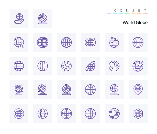 25 Pacchetto di icone di linea del globo che include il globo internet della terra