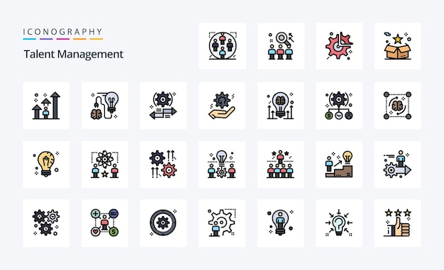 25 Pacchetto di icone di stile pieno di gestione dei talenti