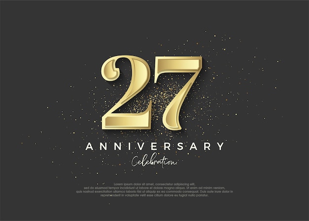 27° anniversario golden Design vettoriale premium per festeggiare il compleanno Sfondi vettoriali premium per saluti e celebrazioni