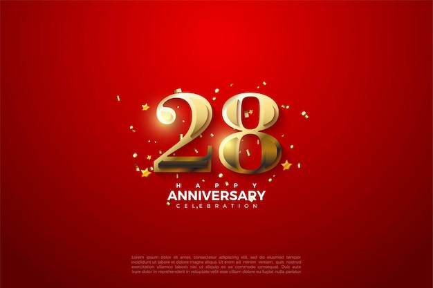 28° anniversario con numeri d'oro