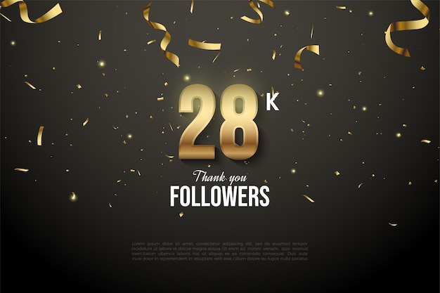 28k follower con numeri d'oro 3d.