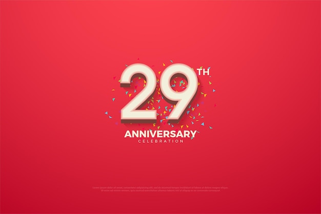 29° anniversario con numeri colorati e scarabocchi