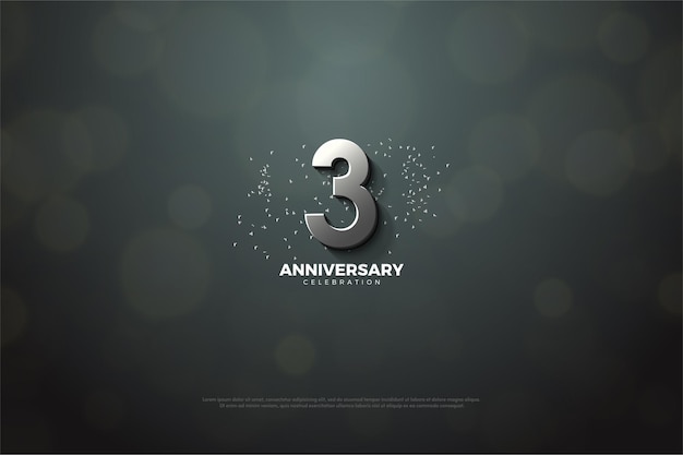 3 ° anniversario con numero d'argento 3D