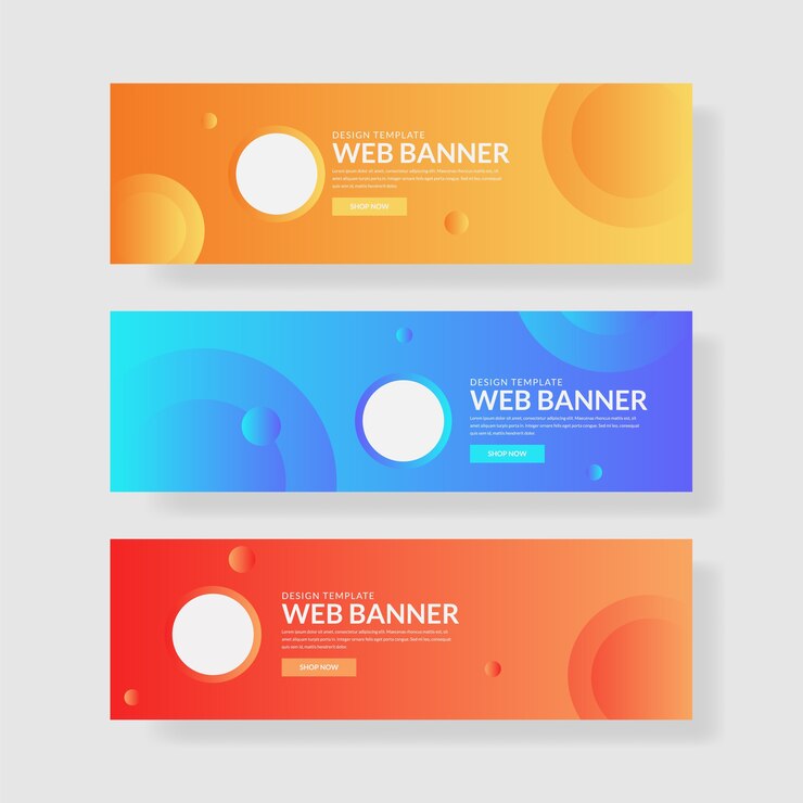 3 Set Banner colorato con forma circolare