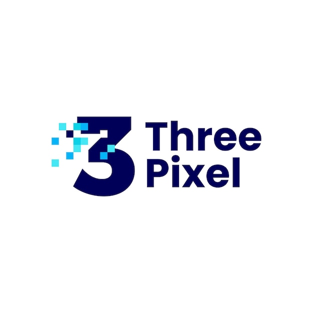 3 tre numeri pixel mark digitale 8 bit logo icona vettore illustrazione